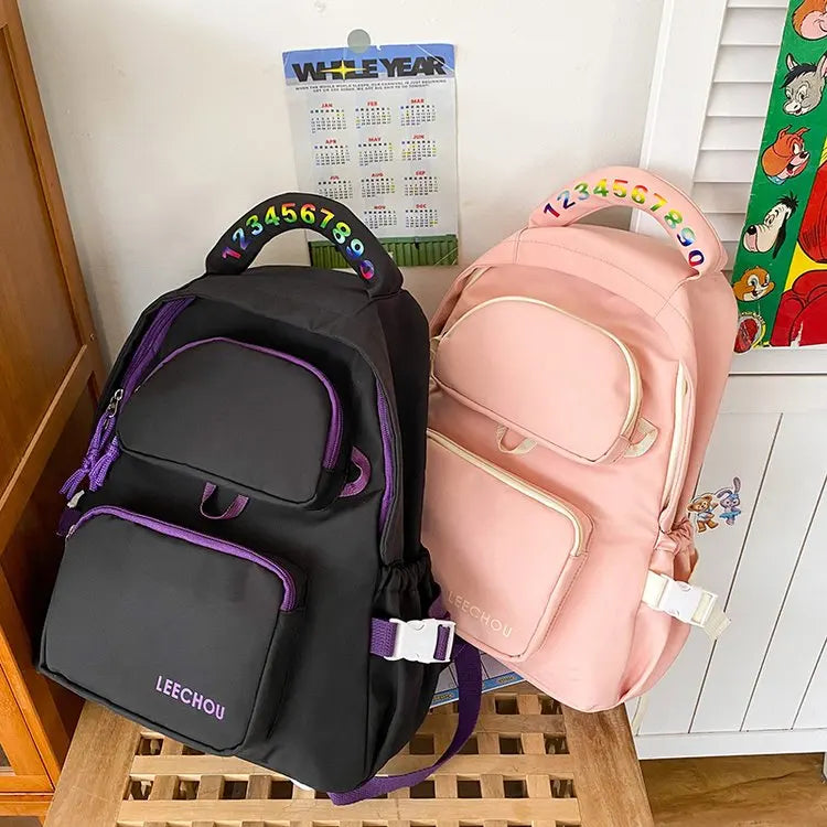 Big Student Backpack Badge Rucksack Girls School Bag High Capacity Women Backpac