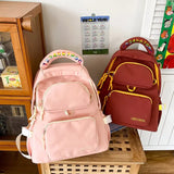 Big Student Backpack Badge Rucksack Girls School Bag High Capacity Women Backpac