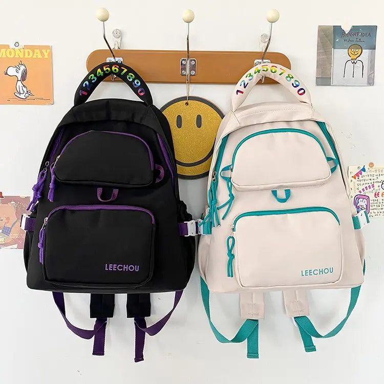 Big Student Backpack Badge Rucksack Girls School Bag High Capacity Women Backpac