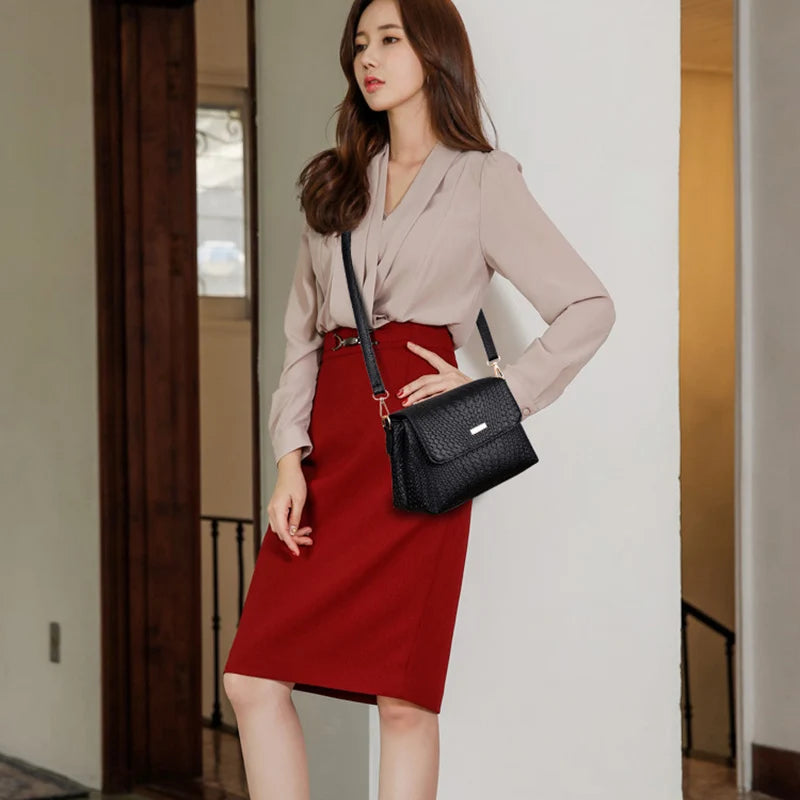 Women's PU Leather Shoulder Bag Crossbody Messenger Handbag Purse