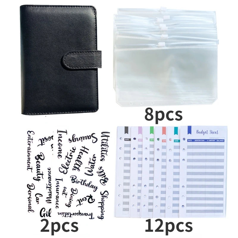 Budget Notebook and Cash Organizer Wallet A6 PU Long Purses