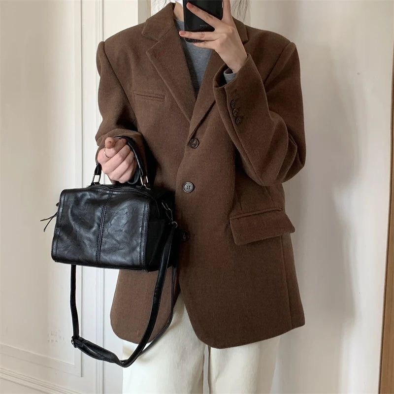 Boston Bucket Bags Ladies Top-handle Purse Pu Leather Women's Messenger Bags