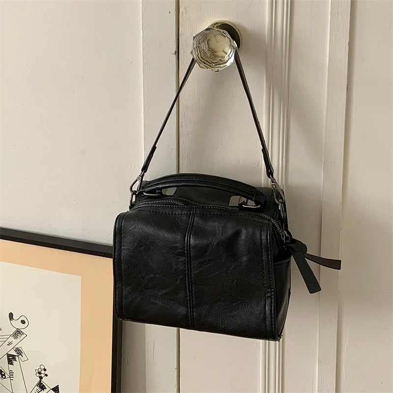 Boston Bucket Bags Ladies Top-handle Purse Pu Leather Women's Messenger Bags