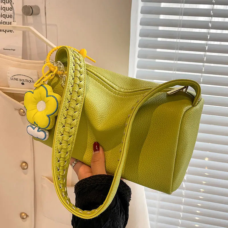 Boston Pillow Tote Bags Women Green Soft Leather Handbags