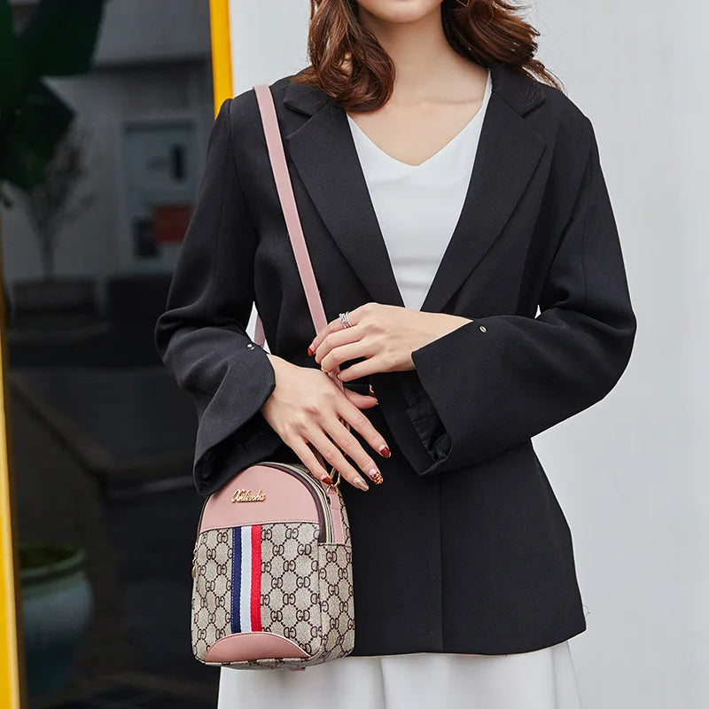 Bow Silk Scarf Women Backpack Girls Mini Small School Bckpack Casual Travel