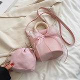 Bow Women's Bag All-match Shoulder Messenger Bucket Bag