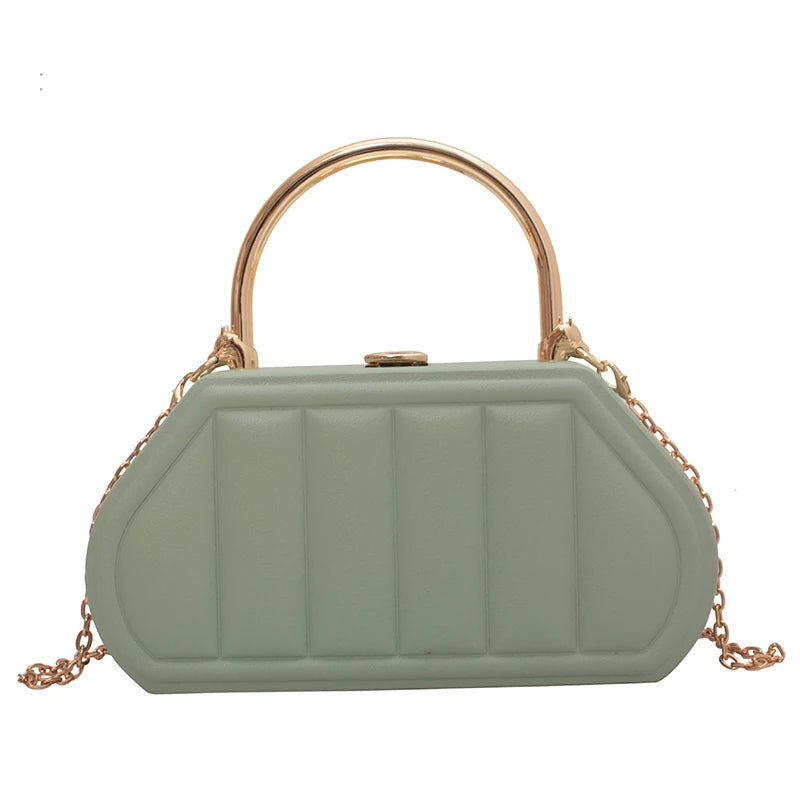 Box Bags Metal Short Handle Women Handbag Shoulder Messenger Bag