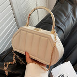 Box Bags Metal Short Handle Women Handbag Shoulder Messenger Bag