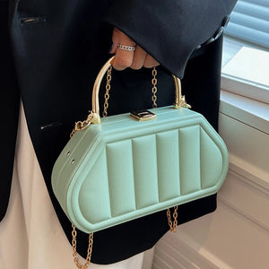Box Bags Metal Short Handle Women Handbag Shoulder Messenger Bag