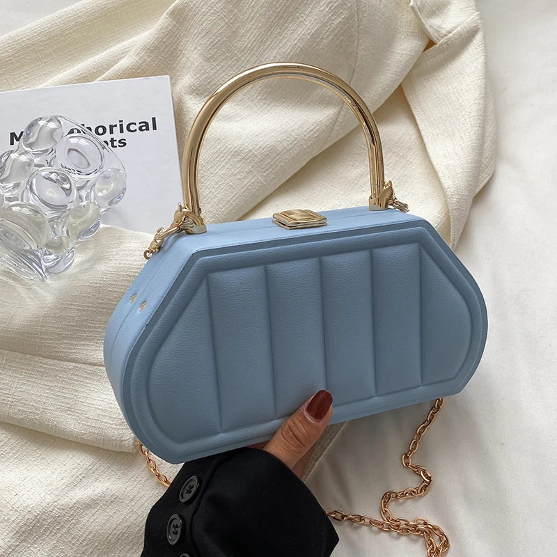 Box Bags Metal Short Handle Women Handbag Shoulder Messenger Bag