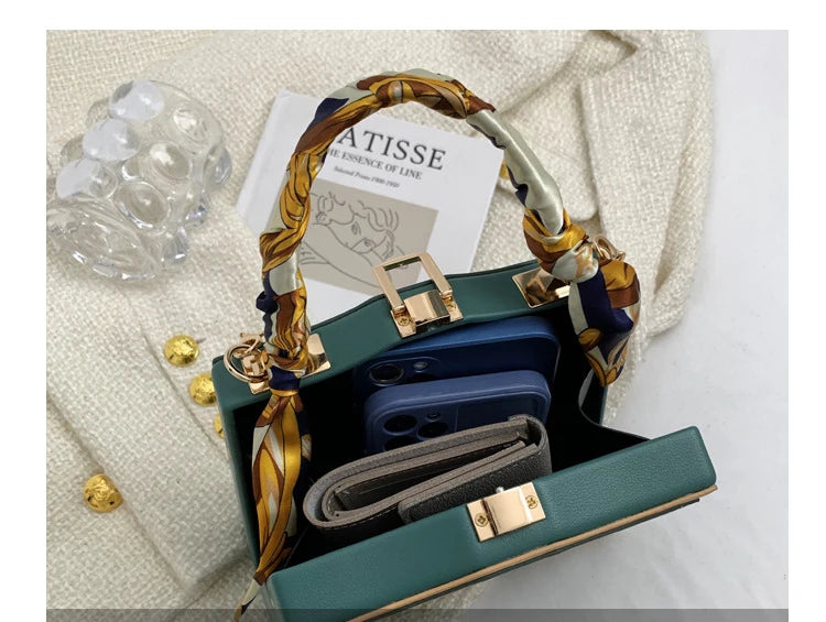 Silk Scarf Handle Clutch for Women Evening Bag