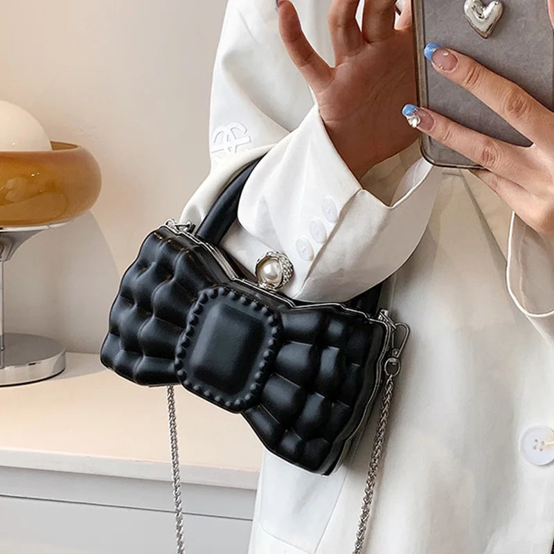 Bow-knot Hobo Bag Leather Mini Crossbody Handbag