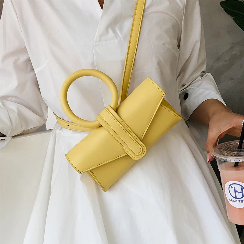 Bright Crossbody Bags PU Leather Chest Shoulder Bag Women Female