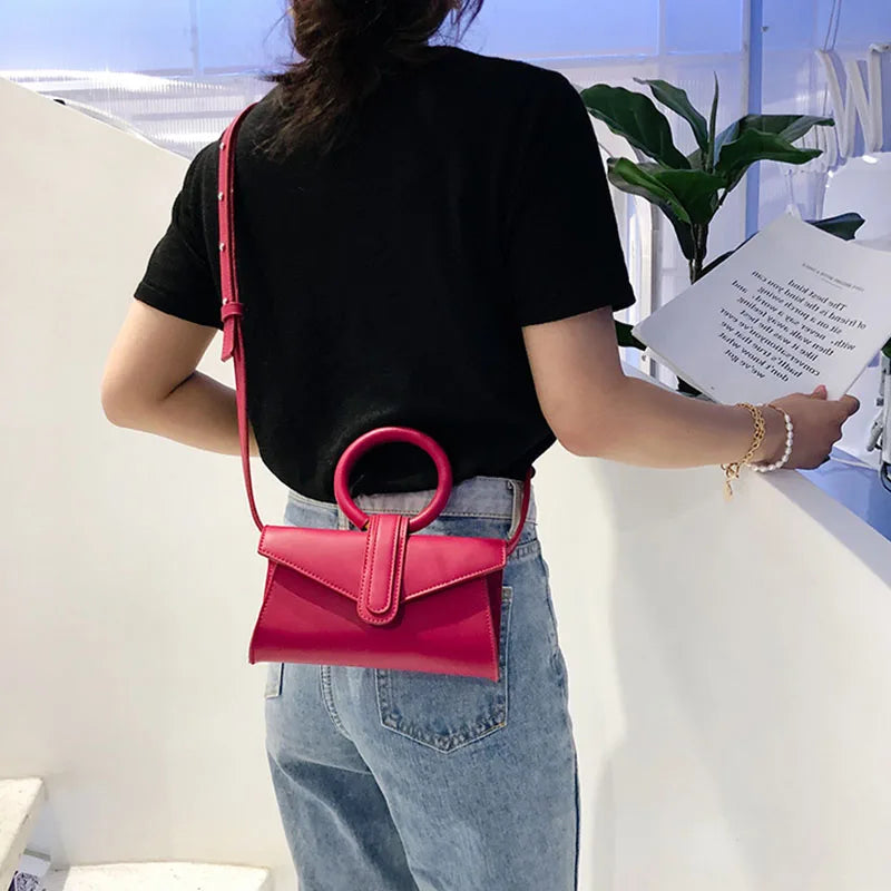 Bright Crossbody Bags PU Leather Chest Shoulder Bag Women Female