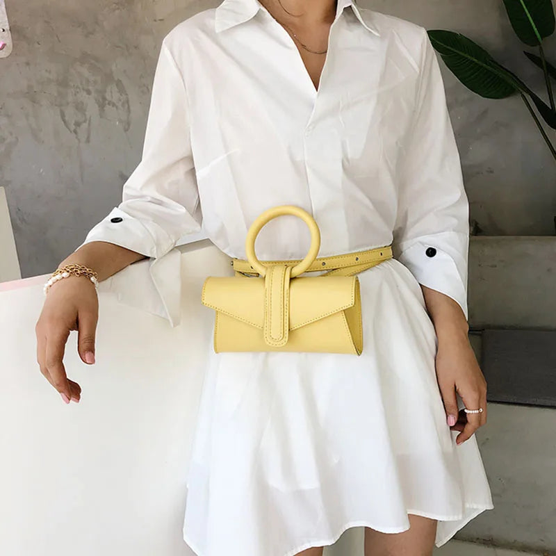 Bright Crossbody Bags PU Leather Chest Shoulder Bag Women Female