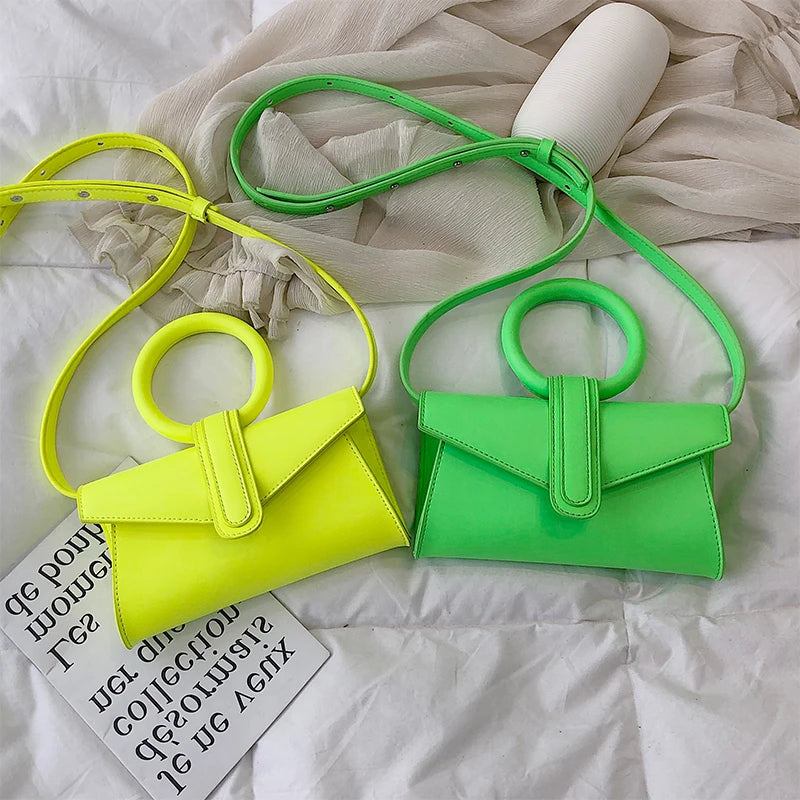 Bright Crossbody Bags PU Leather Chest Shoulder Bag Women Female