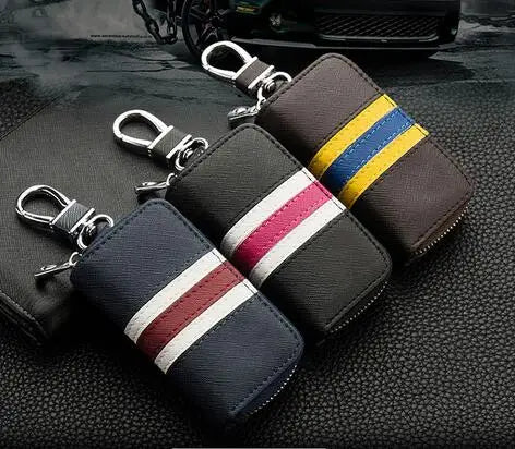 British Style Colorful Stripes Key Wallet Leather Key Wallet For Car