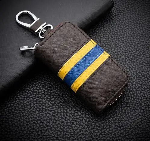British Style Colorful Stripes Key Wallet Leather Key Wallet For Car