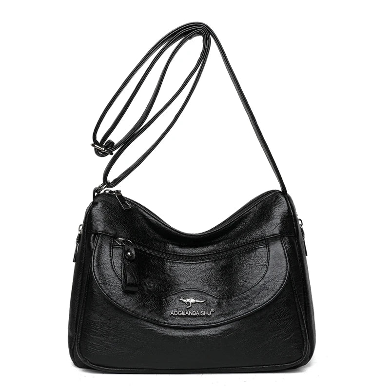 Brown Shoulder Bags Women Handbags Large Capacity Soft Pu Leather Crossbody Bag