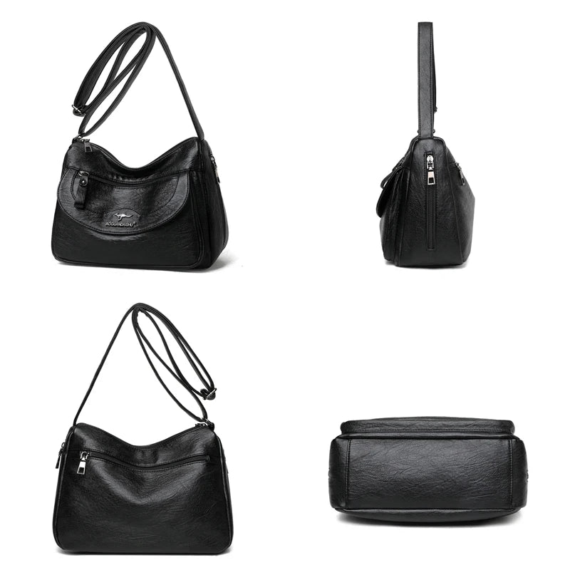 Brown Shoulder Bags Women Handbags Large Capacity Soft Pu Leather Crossbody Bag