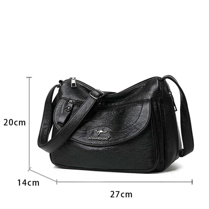 Brown Shoulder Bags Women Handbags Large Capacity Soft Pu Leather Crossbody Bag