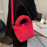 Nylon Crossbody Bag Women Solid Corduroy Shoulder Handbag