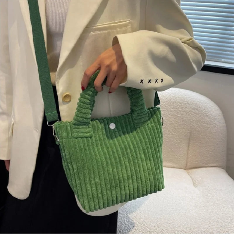 Nylon Crossbody Bag Women Solid Corduroy Shoulder Handbag