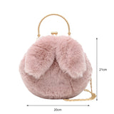 Bunny Ear Plush Shoulder Bag Casual Solid Crossbody Bags Female Autumn Winter