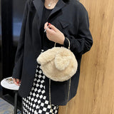 Bunny Ear Plush Shoulder Bag Casual Solid Crossbody Bags Female Autumn Winter
