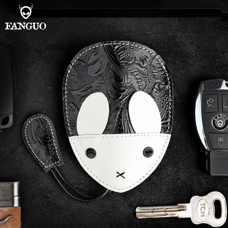 Bunny Key Wallet Leather Smart Key Holder Soft Bag Housekeeper Key Chain