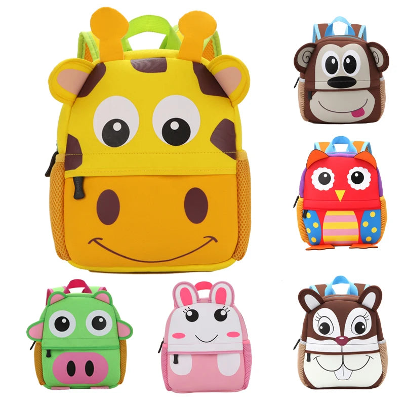 3D Animal Kids School Bag for Girls Boys, Cartoon Dog Monkey Backpack
