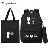 Cat Printing Kids Backpacks Girls School Bags 3pcs/set