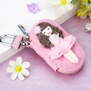 Cartoon Girls Women's Key Wallet Leather Key Pouch Organizer