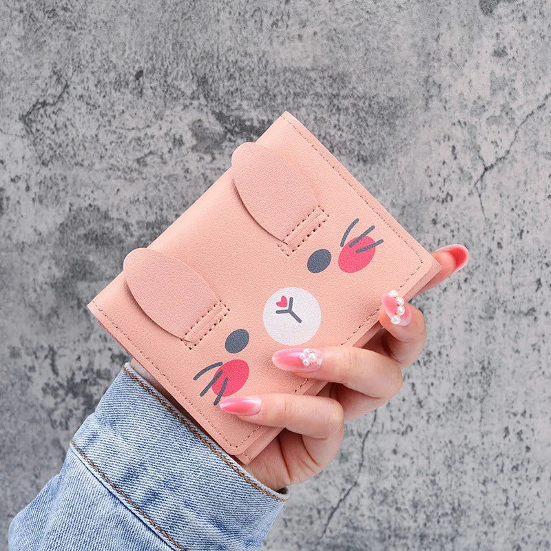 Cartoon Printed Women Short Wallet Tri-fold Student Wallet