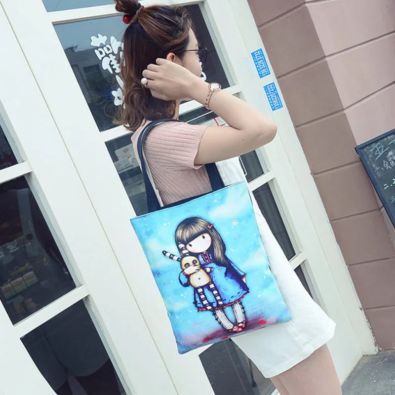 Cartoon Print Women's Tote Shoulder Bag