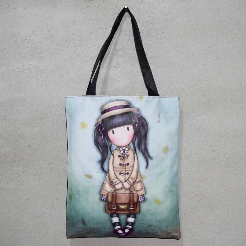 Casual Cartoon Printing Women Handbag Female High Durable Canvas Shoulder Bag