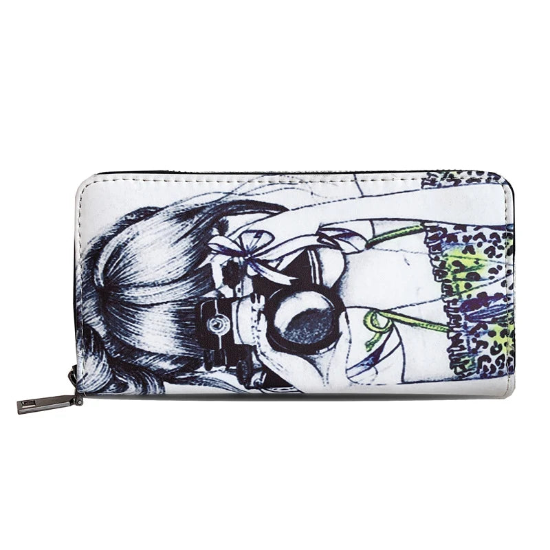 Casual Cartoon Printing Women's Wallet Soft PU Leather Purse Pretty Clutch