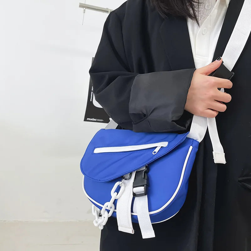 Casual Contrast Shoulder Bag Nylon Chain Women's Handbag