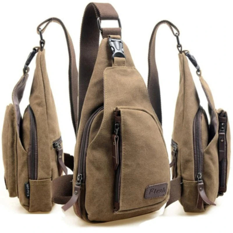 Casual Outdoor Shoulder Bag Sling Chest Pack Canvas Sports Travel Crossbody Mult