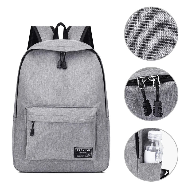 Canvas Fabric School Backpack Large Capacity Waterproof Travel Laptop Bag