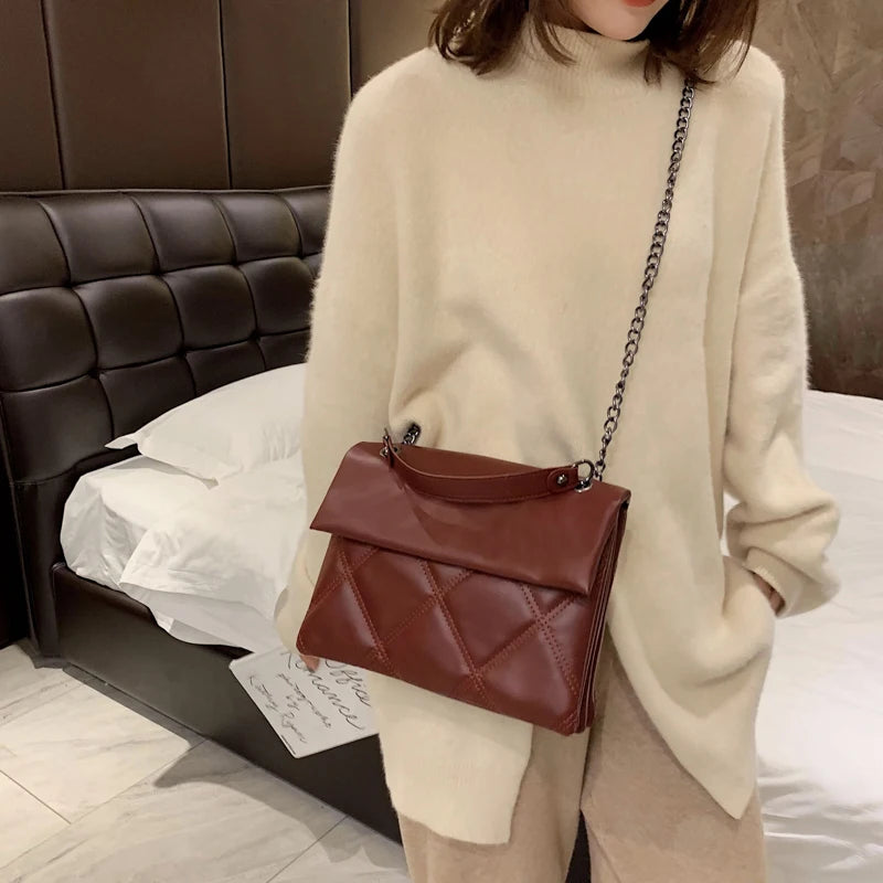 Casual Envelope Bag Multi-Layer Solid Leather Shoulder Messenger Bag