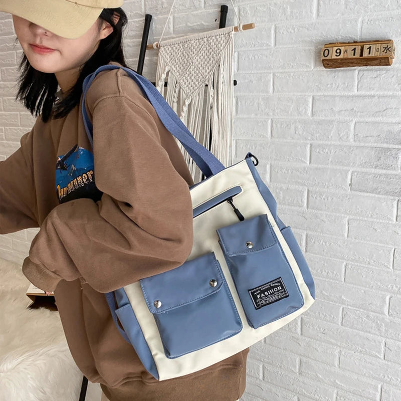 Casual Student Canvas Shoulder Bags Large Capacity Book Handbag Crossbody Purse