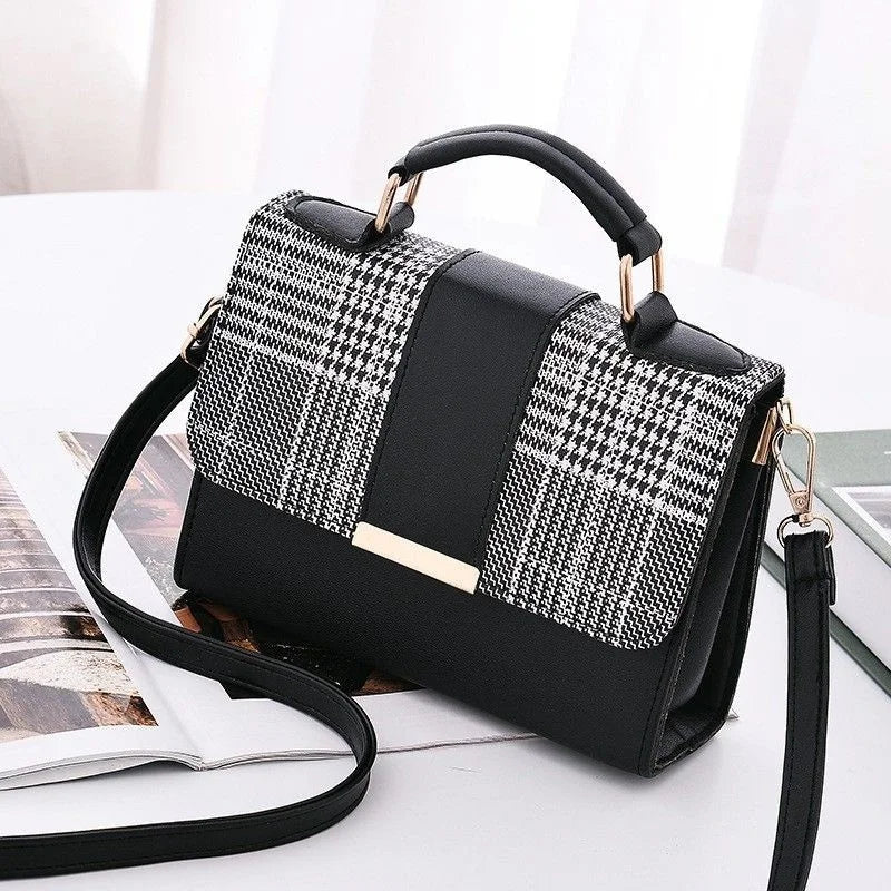Casual Vintage Leather Sling Panelled Purse Shoulder Bag