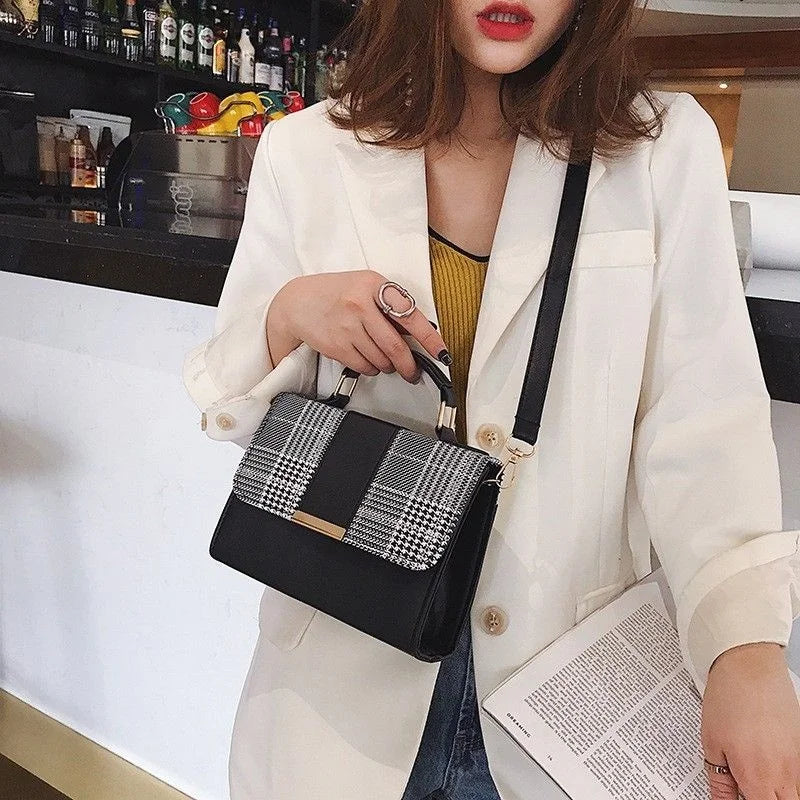 Casual Vintage Leather Sling Panelled Purse Shoulder Bag