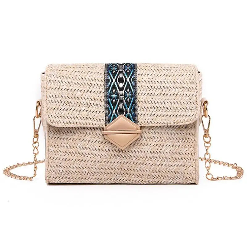 Casual Ethnic Style Chain Shoulder Bag Portable Satchel Crossbody Bag