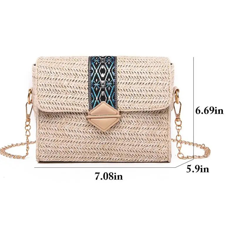 Casual Ethnic Style Chain Shoulder Bag Portable Satchel Crossbody Bag
