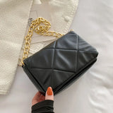 Chain Solid Handbags For Women High PU Leather Shoulder Bag