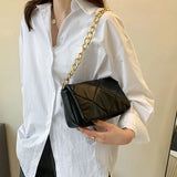 Chain Solid Handbags For Women High PU Leather Shoulder Bag