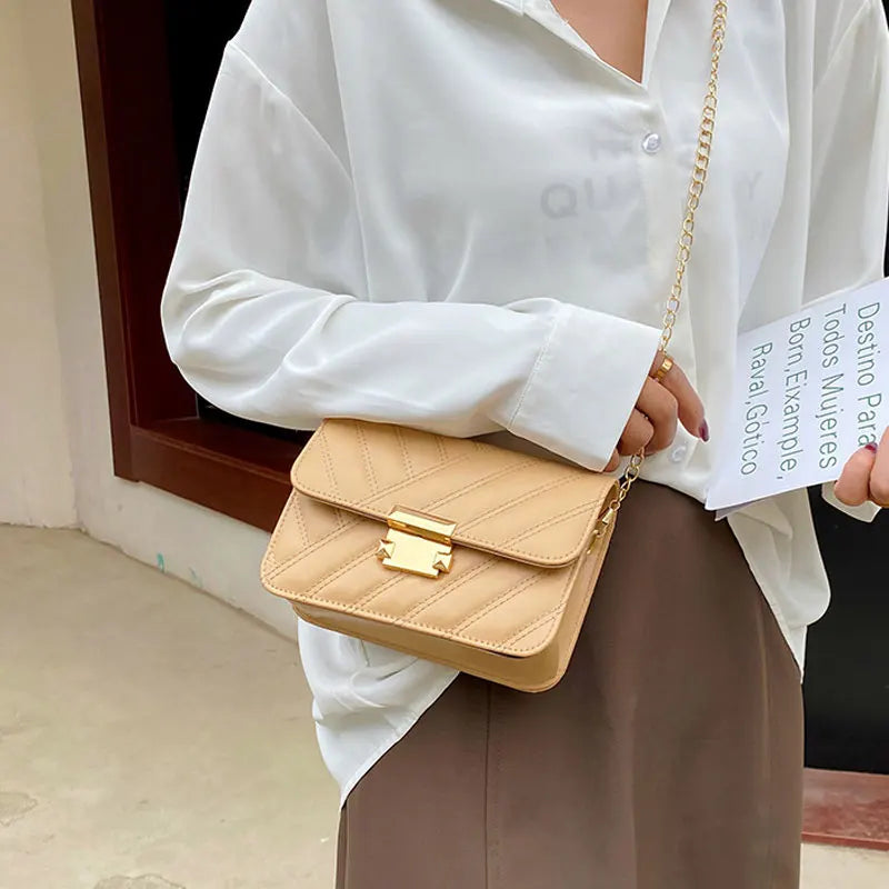 Chain Strap Handbags Women Summer Pu Leather Shoulder Bag