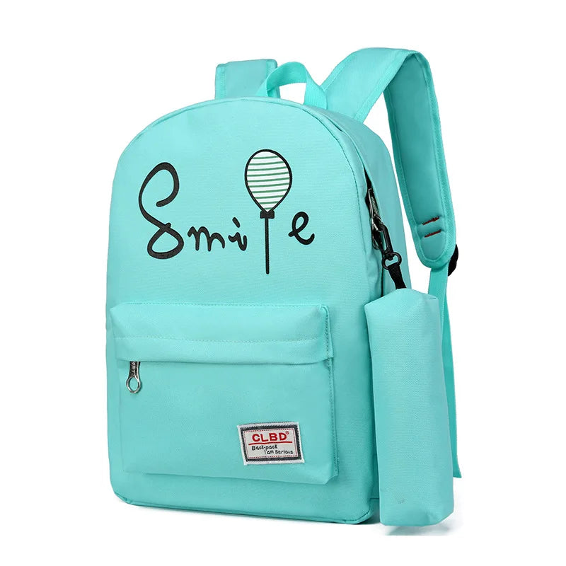 Children School Bags Cartoon Balloon Printing Boys and Girls Canvas Backpack